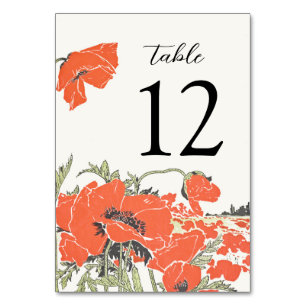 Vintage Poppy Table Number