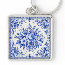 Vintage Porcelain Elegance Blue Floral