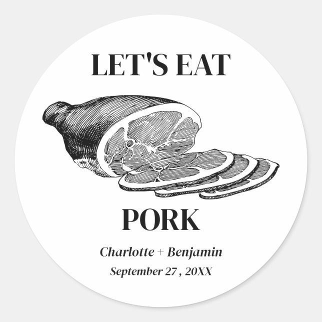 Vintage Pork Wedding Meal  Classic Round Sticker (Front)
