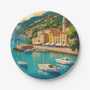 Vintage Portofino Genova Italy Paper Plate