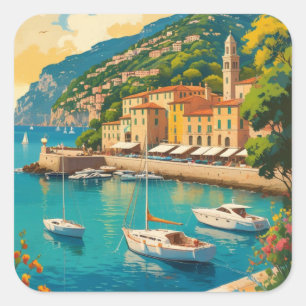 Vintage Portofino Genova Italy Square Sticker