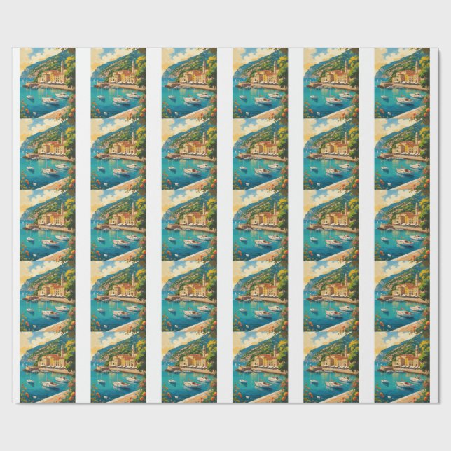 Vintage Portofino Genova Italy Wrapping Paper (Flat)