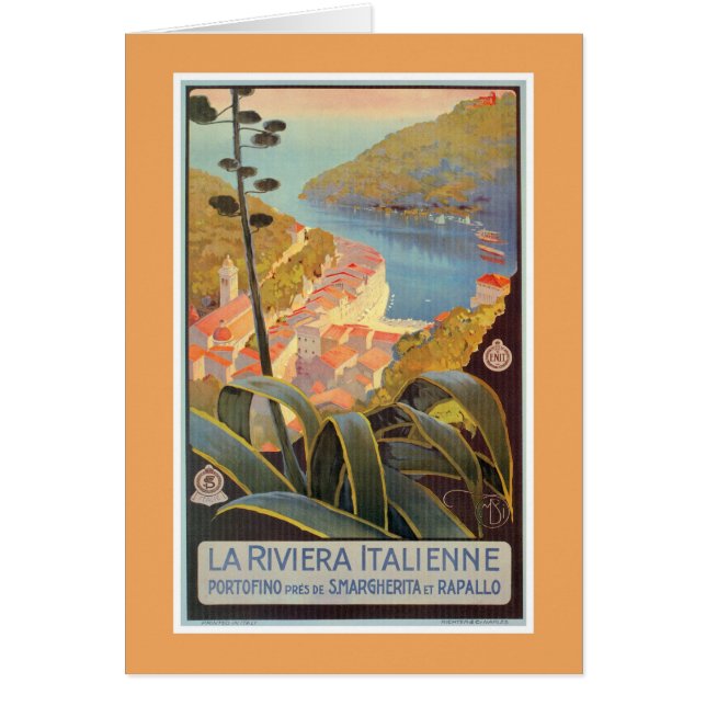 Vintage Portofino Italian Riviera travel poster (Front)