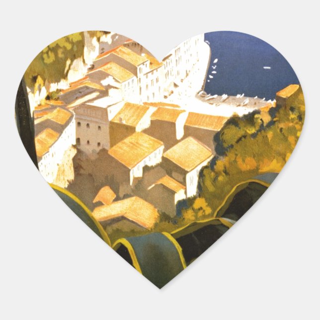 Vintage Portofino Italy Heart Sticker (Front)