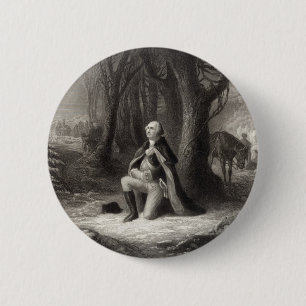 Vintage Portrait of George Washington Praying 6 Cm Round Badge