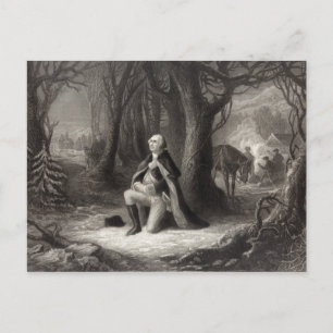 Vintage Portrait of George Washington Praying Postcard