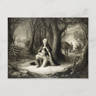 Vintage Portrait of George Washington Praying Postcard