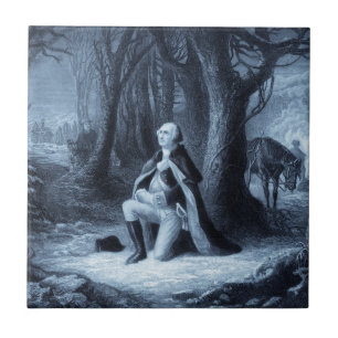 Vintage Portrait of George Washington Praying Tile