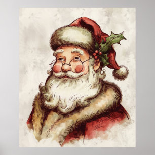 Vintage Portrait of Santa Claus Poster