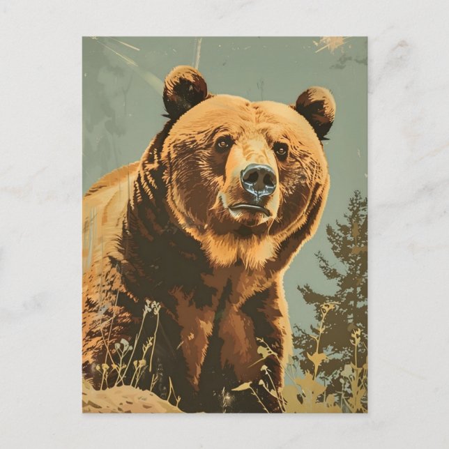 Vintage Portrait of the Brown Bear Postcard (Front)