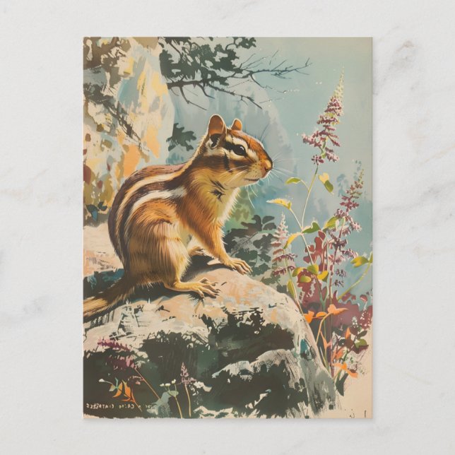 Vintage Portrait of the Eastern Chipmunk Postcard (Front)
