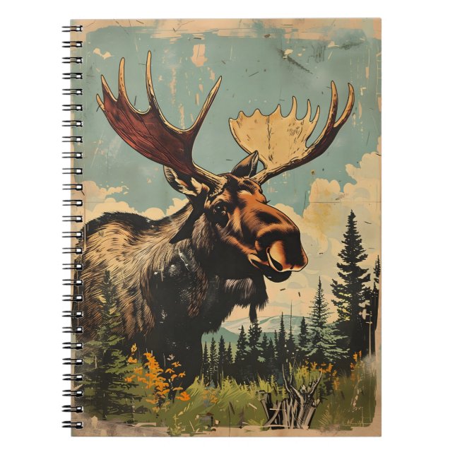 Vintage Portrait of the Moose Notebook (Front)