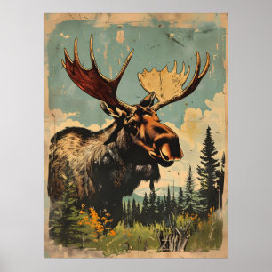 Vintage Portrait of the Moose Poster