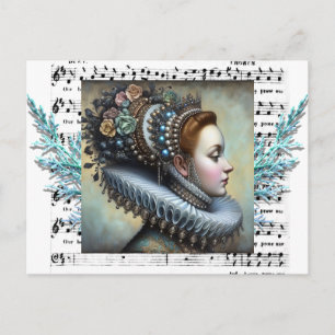 Vintage Portrait Renaissance Woman Holiday Postcard