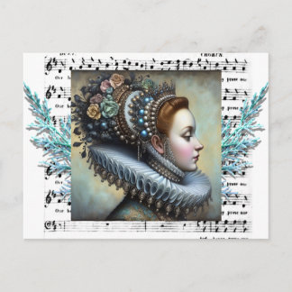 Vintage Portrait Renaissance Woman  Holiday Postcard