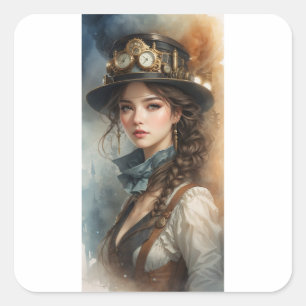 Vintage Portrait Woman Mug - Victorian Girl Coffee Square Sticker