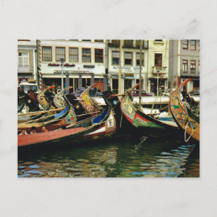 Vintage Portugal, Aveiro, traditional boats, Postcard