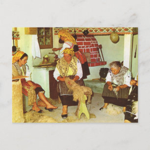 Vintage Portugal, Ladies spinning Postcard