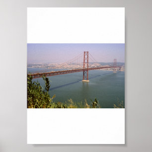 Vintage Portugal, Tejo River Bridge Lisbon Poster