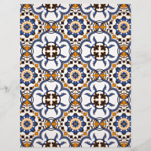 Vintage Portuguese Azulejo Blue Yellow Pattern