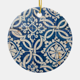 Vintage portuguese azulejo ceramic ornament