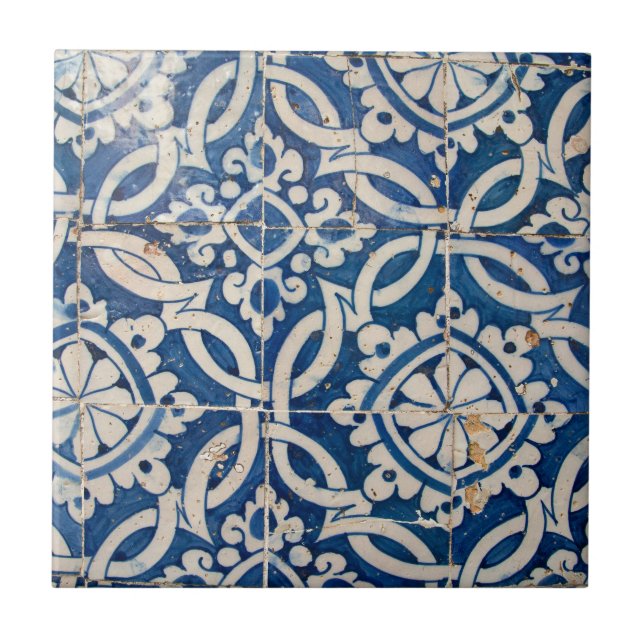 Vintage portuguese azulejo ceramic tile (Front)