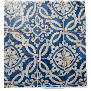 Vintage portuguese azulejo shower curtain