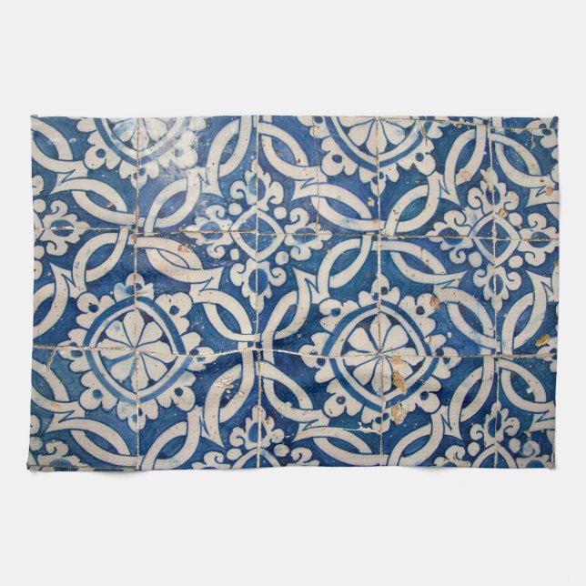 Vintage portuguese azulejo tea towel (Horizontal)