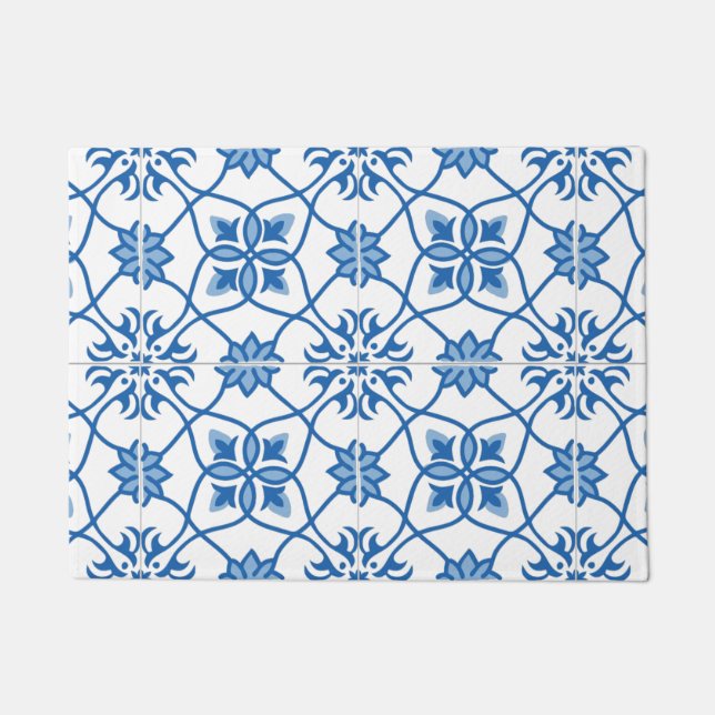 Vintage Portuguese Azulejo Tile Pattern Doormat (Front)