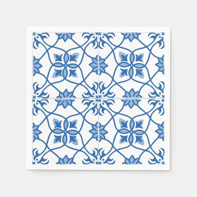 Vintage Portuguese Azulejo Tile Pattern Napkin (Front)