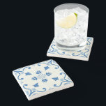 Vintage Portuguese Azulejo Tile Pattern Stone Coaster<br><div class="desc">Vintage Portuguese Azulejo Tile Pattern Azulejo is a form of Spanish and Portuguese painted tin-glazed ceramic tilework. Azulejos are found on the interior and exterior of churches, palaces, ordinary houses, schools, and nowadays, restaurants, bars and even railways or subway stations.They still constitute a major aspect of Portuguese architecture as they...</div>