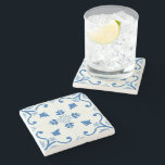 Vintage Portuguese Azulejo Tile Pattern Stone Coaster<br><div class="desc">Vintage Portuguese Azulejo Tile Pattern Azulejo is a form of Spanish and Portuguese painted tin-glazed ceramic tilework. Azulejos are found on the interior and exterior of churches, palaces, ordinary houses, schools, and nowadays, restaurants, bars and even railways or subway stations.They still constitute a major aspect of Portuguese architecture as they...</div>