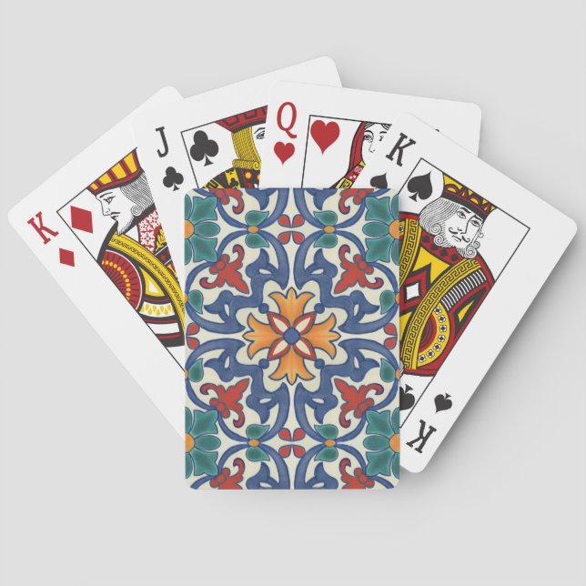 Vintage Portuguese Azulejos Pattern Playing Cards (Back)