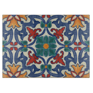 Vintage Portuguese Azulejos Tile Pattern Cutting Board