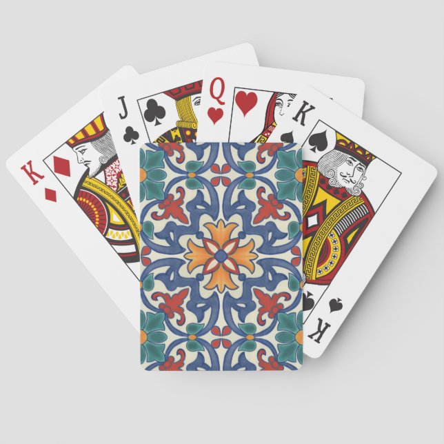 Vintage Portuguese Azulejos Tile Pattern Playing Cards (Back)
