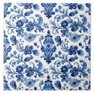 Vintage Portuguese Blue Floral Tile