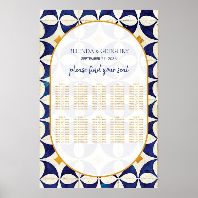 Vintage Portuguese Wedding Seating Chart (Front)