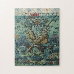 Vintage Poseidon & Sunken Ships Illustration 1898 Jigsaw Puzzle