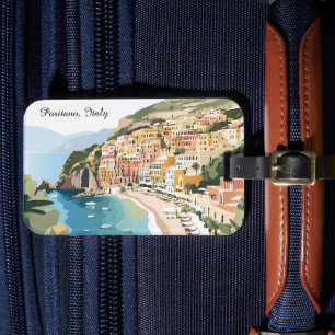 Vintage Positano Italy Amalfi Coast Travel Art Luggage Tag