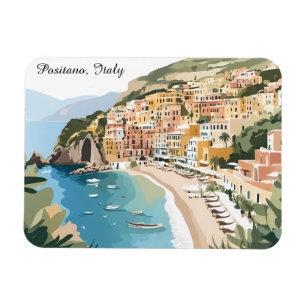 Vintage Positano Italy Amalfi Coast Travel Art Magnet