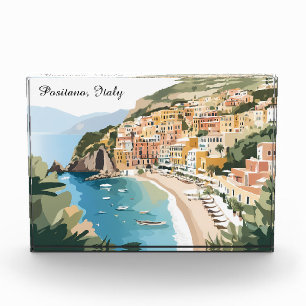 Vintage Positano Italy Amalfi Coast Travel Art Photo Block