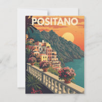 Vintage Positano Italy Travel Poster