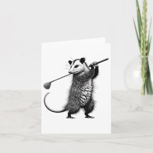 Vintage Possum Playing Golf Opossum Lover Golfer  Card