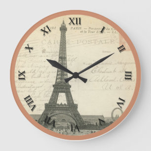 VIntage Post Card Eiffel Tower Clock