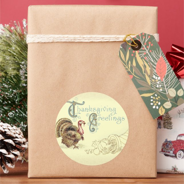 Vintage Post Card Thanksgiving Turkey Stickers (Holiday)