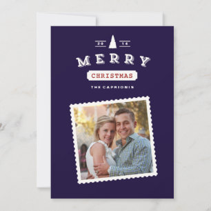 Vintage Postage Stamp Christmas Photo Card