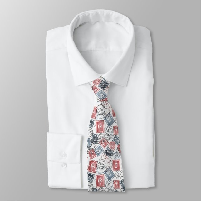 Vintage Postage Stamp Collage Pattern (1) Tie (Tied)