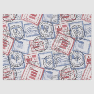 Vintage Postage Stamp Collage Pattern (2) Tissue Paper