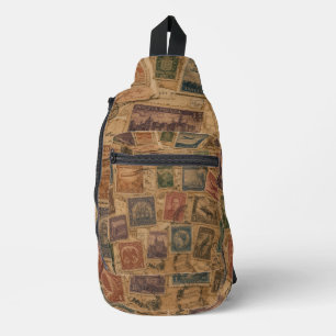 Vintage Postage Stamp Philatelic Ephemera Sling Bag