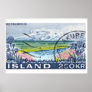 Vintage Postage Stamp Print, Mountain River Poster